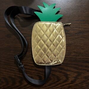 Forever 21 Gold Zippered Pineapple Belt Bag